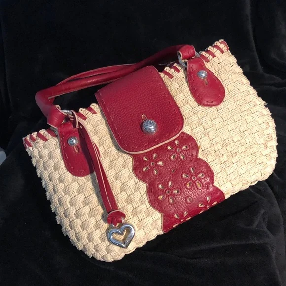 Brighton Red and Tan Woven Straw Bag - Picture 2 of 11